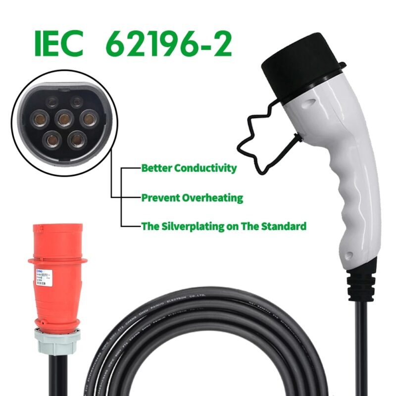 Type 2 Plug EVSE EV Charger Level 2 32A Portable Electr 22kw 380V ...